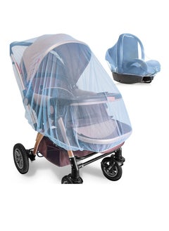 Mosquito Net for Stroller - 2 Pack Durable Baby Stroller Mosquito Net - Perfect Bug Net for Strollers, Bassinets, Cradles, Playards, Portable Mini Crib Odorless & Durable Material (Blue)