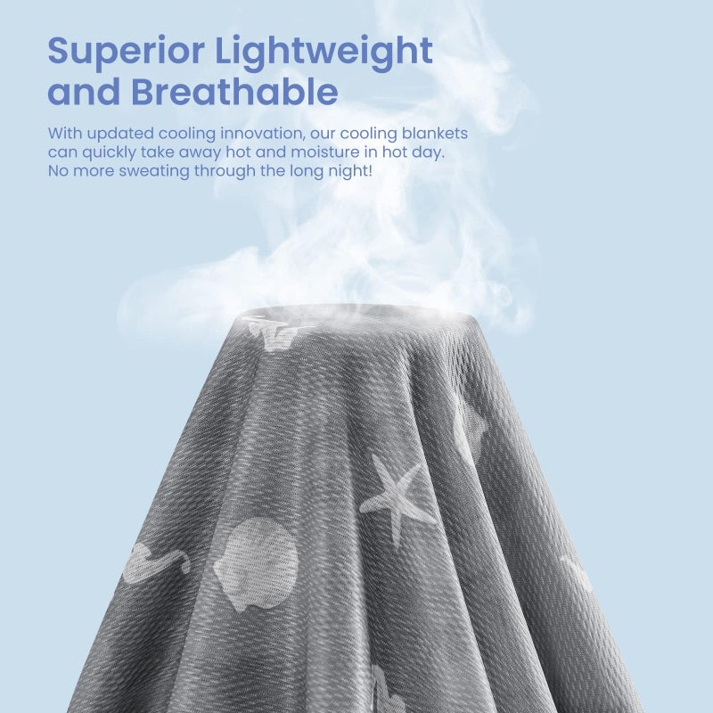 Elegear Cooling Blanket Tie Dye, Q-Max>0.5 Japanese Arc-Chill Cooling Fiber, Both Sides[Cooling/Cotton] for All-Season, Soft Breathable Blankets Keep Adults/Child/Baby Cool (Gray, Throw XL 51"x67") - Image 5