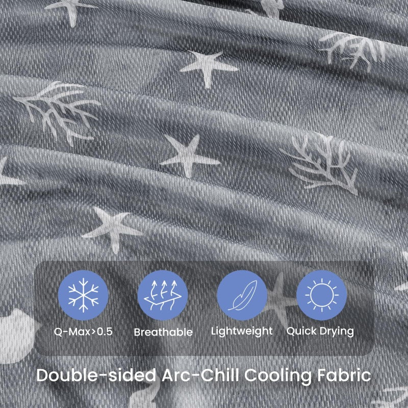 Elegear Cooling Blanket Tie Dye, Q-Max>0.5 Japanese Arc-Chill Cooling Fiber, Both Sides[Cooling/Cotton] for All-Season, Soft Breathable Blankets Keep Adults/Child/Baby Cool (Gray, Throw XL 51"x67") - Image 3