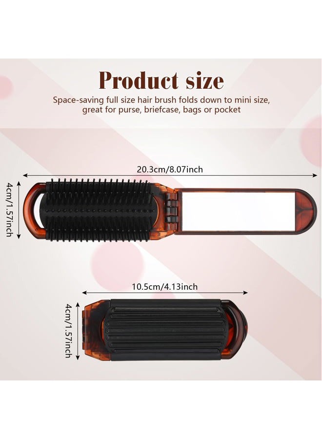 Nuenen 4 Pcs Folding Hair Brush with Mirror Portable Mini Hair Brush Small Compact Pocket Comb for Family Travel Car Gym Wig Bag Purse Gift Women(Tortoiseshell) - Image 4