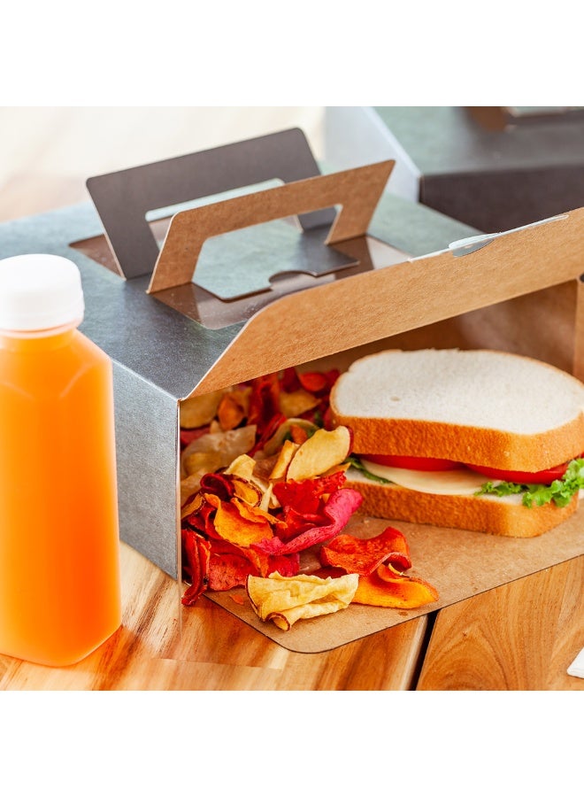 Restaurantware Cater Tek Square Black Paper Cake / Lunch Box - with Pop-Up Handle, Window - 9" x 9" x 3 1/2" - 50 count box - Image 3