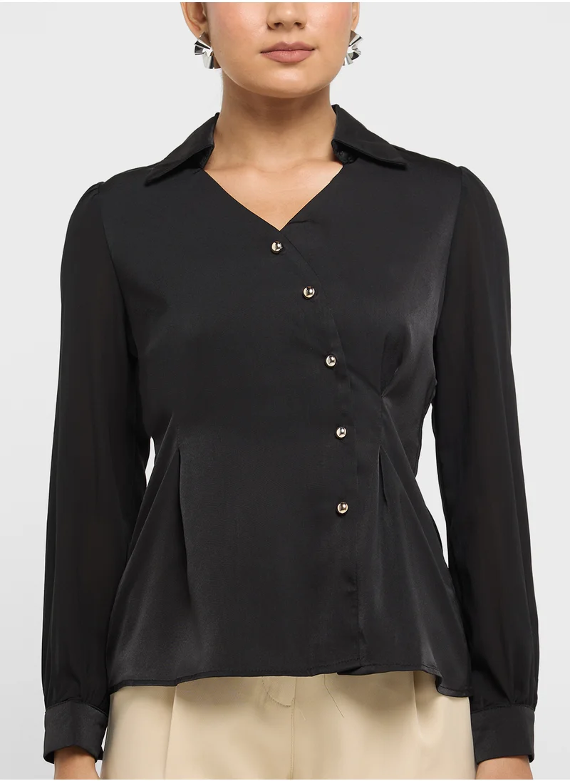 ايلا Slant Button Down Top