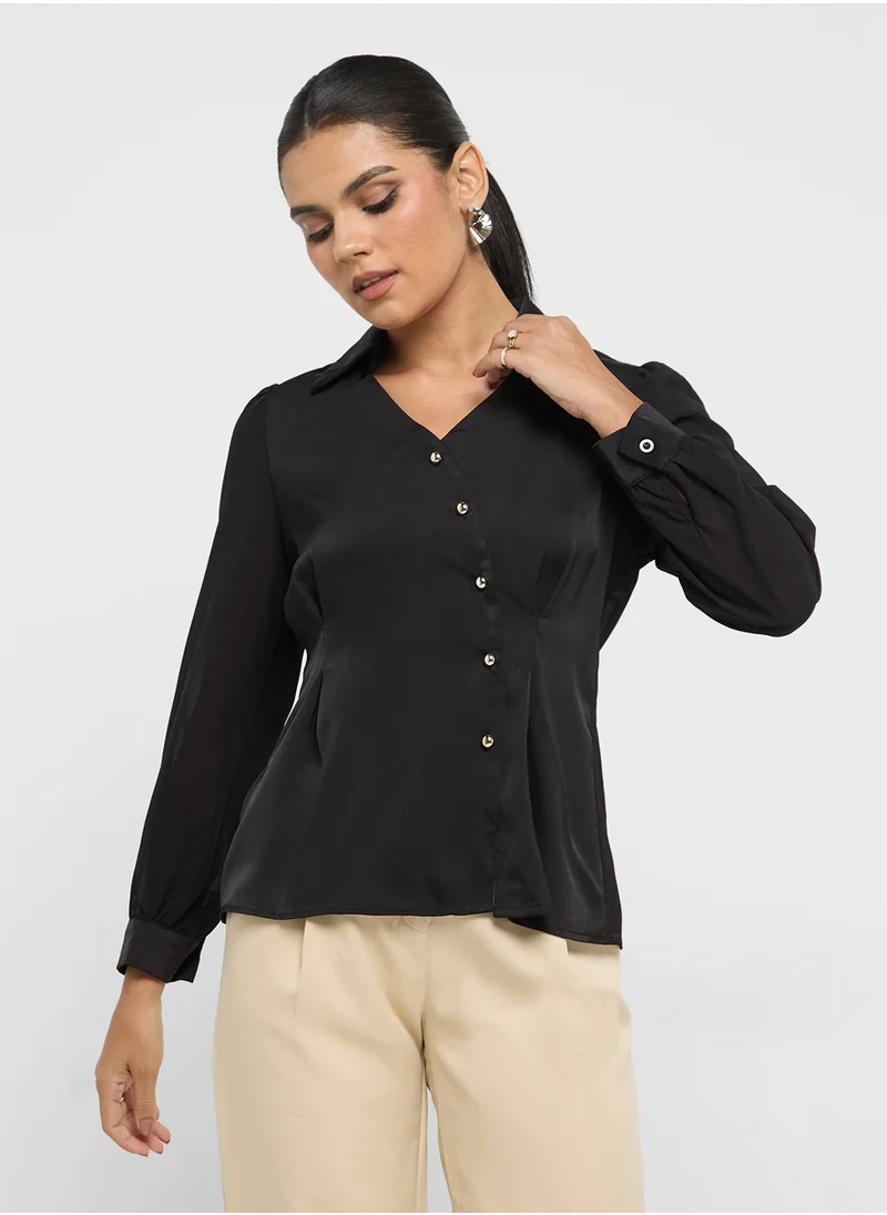 ايلا Slant Button Down Top