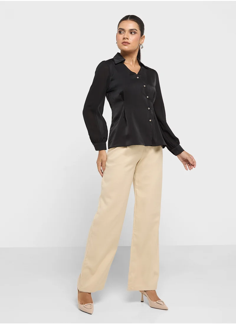 ايلا Slant Button Down Top