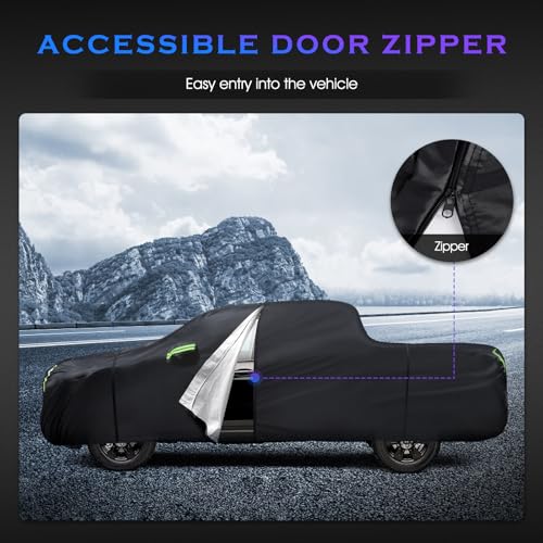 Qualencey Car Cover Custom Fit for Honda Ridgeline 2006-2024,6 Layers Truck Cover Waterproof All Weather for Automobiles,Outdoor Full Exterior Cover,Rain, Sun, Wind Protection,Black - Image 5