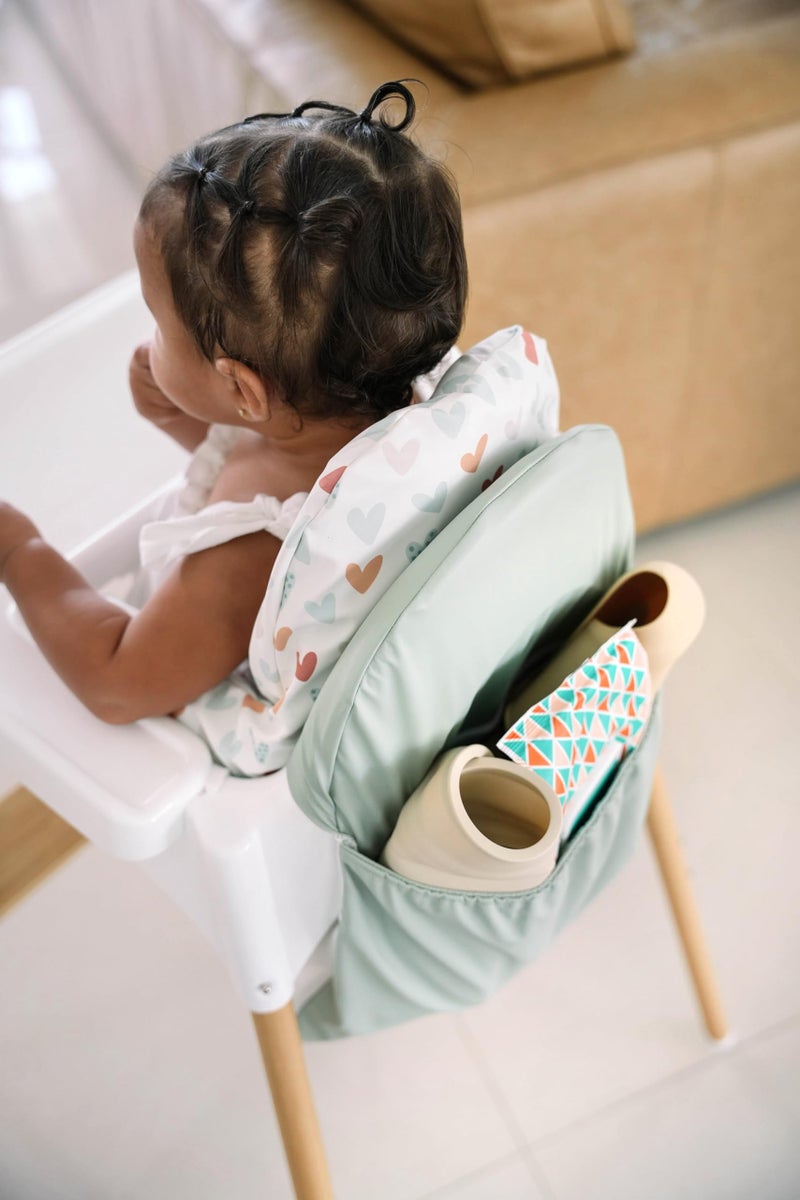 Nibble and Rest Highchair Handy Pocket Pouch, Compatible with IKEA Antilop Highchair, High Chair Accessories, Wipeable and Waterproof Material, One Large Pouch with an Internal Zip Pocket-(Sage) - Image 3