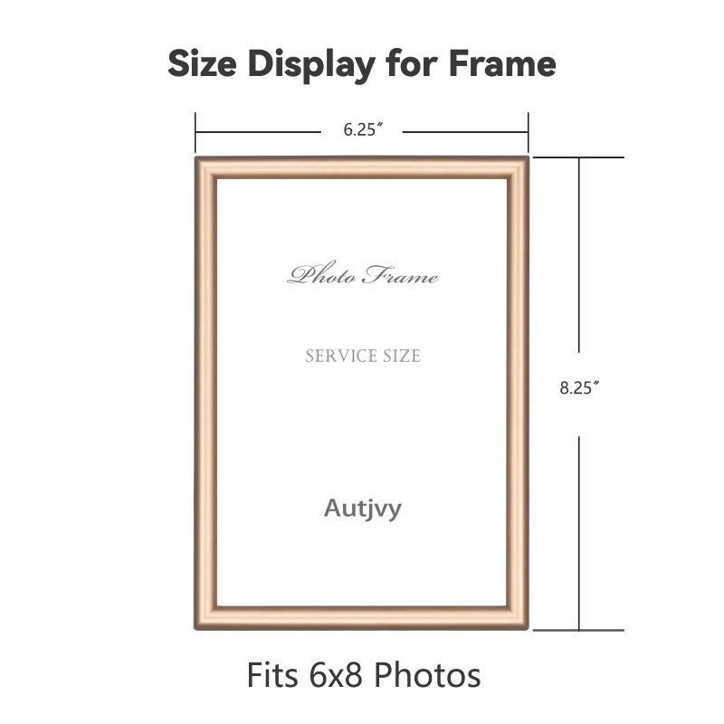Autjvy 6x8 Picture Frame set of 2 Matte Brass Modern Simple Thin Aluminum Metal Photo Frame with HD Real Glass  Display for Tabletop and Wall Collage. (2 Pack) - Image 2