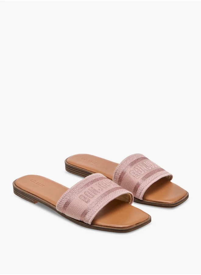 سيليست Women's Textured Slip-On Flat Sandals