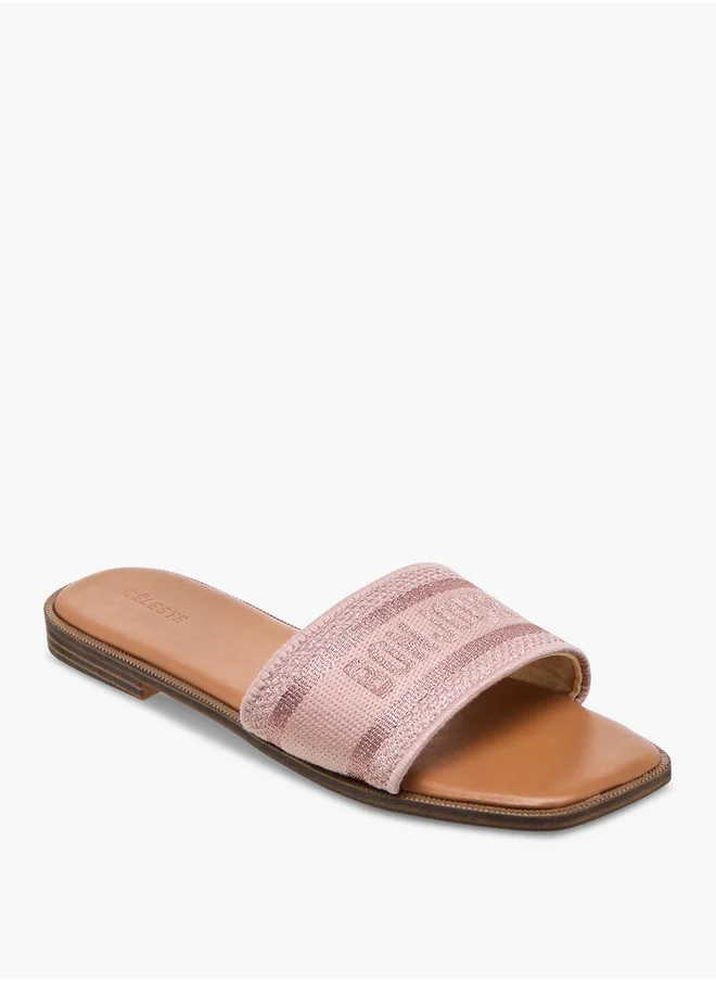 سيليست Women's Textured Slip-On Flat Sandals