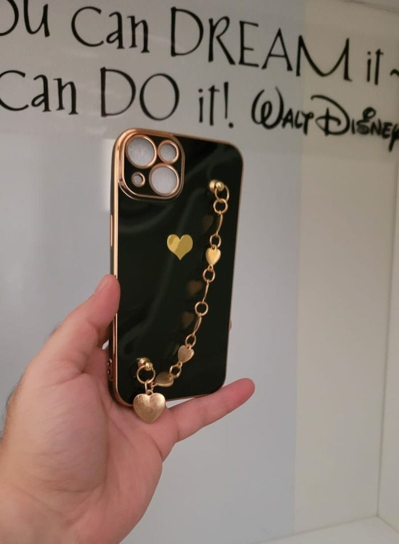 فيسوس حالة وقائية للفتيات والنساء قابلة للتوصيل مع لون iPhone 14 الأسود مع حزام - Image 1