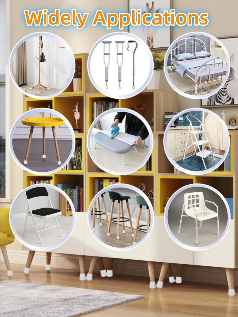 Furnigear Chair Leg Tips Caps Non-Slip Rubber Leg Tips 3/4  Inner Diameter Furnigear-Chair Leg Floor Protectors Round White  64 Pack - Image 4
