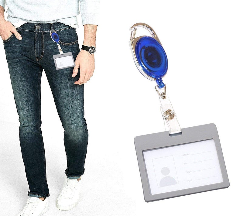 ANG 5 Pcs Oval Shape Retractable Yo-Yo Clip for Id Card Holder (Blue) - Image 5