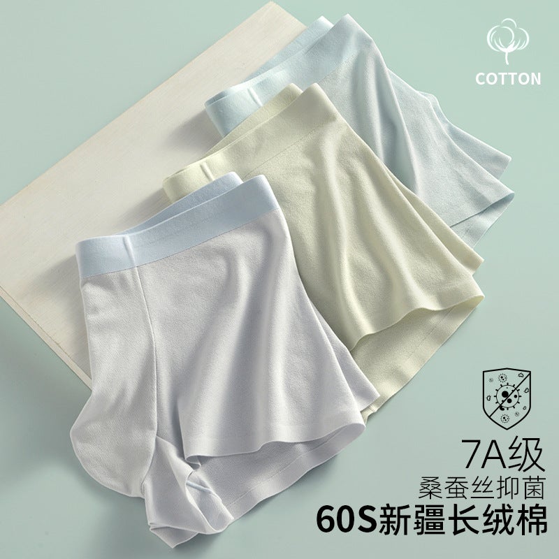 7A antibacterial mens underwear solid color cotton 60 Xinjiang cotton boxers breathable boys boxers wholesale New Island Blue  - Image 5