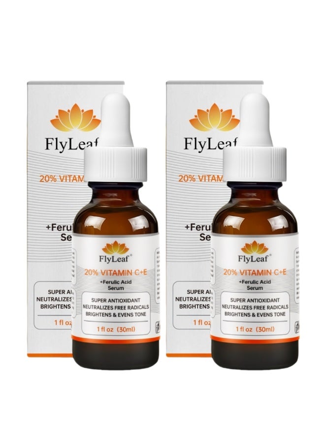 Fly Leaf 2-PACKS 20% Vitamin C + E + Ferulic Acid Triple Antioxidant Serum | Brightens Skin Tone and Neutralizes Free Radicals 30ml*2 - Image 1