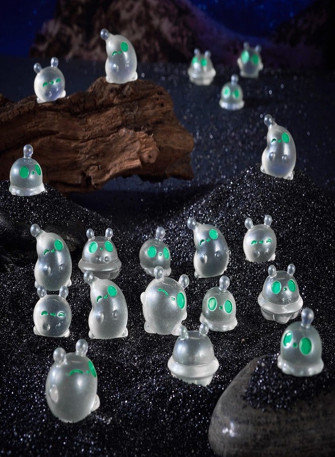 Craftdady 50Pcs Mini Alien Figurines Glow in The Dark Funny UFO Sci-fi Resin Cartoon Luminous Opaque Resin ET Display Ornaments for Halloween Party Favors Home Office Desk Decoration - Image 4