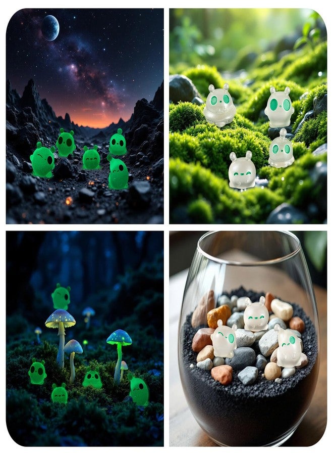 Craftdady 50Pcs Mini Alien Figurines Glow in The Dark Funny UFO Sci-fi Resin Cartoon Luminous Opaque Resin ET Display Ornaments for Halloween Party Favors Home Office Desk Decoration - Image 5