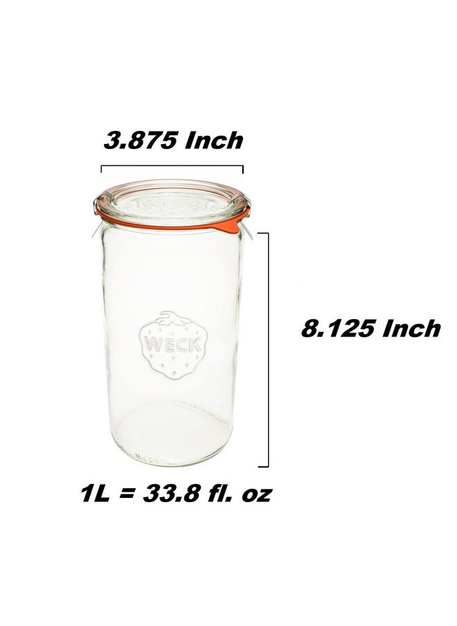 ويك برطمانات زجاجية Weck Jar 974 سعة 1.5 لتر مع سعة تخزين كبيرة، برطمانات حفظ بأغطية محكمة الإغلاق مناسبة للتخليل - برطمان واحد بغطاء زجاجي وغطاء خشبي 54 أونصة سائلة  - Image 2