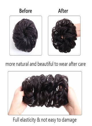 Messy Hair Bun, Synthetic Hair Extensions Curly Wavy Ponytail Hairpieces Hair Scrunchies with Elastic Rubber Band for Women Girls Updo Donut Natural Black - view 5