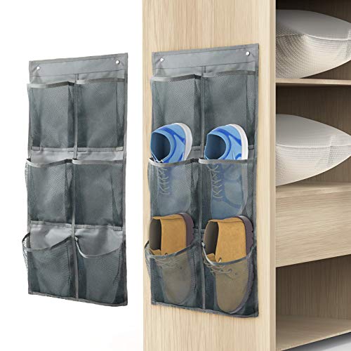 Yocice Wall Mounted Shoes Rack 2Pack/Can Store 6Pairs of Sneakers,with Sticky Hanging Mounts, Shoes Holder Storage Organizer Shelf,Door Shoe Hangers (SM06-Gray-2) - Image 1