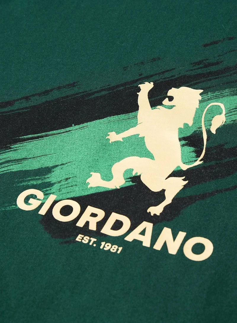 GIORDANO  Men's Slim Fit Lion Graphic Tee for Men | Best Price UAE