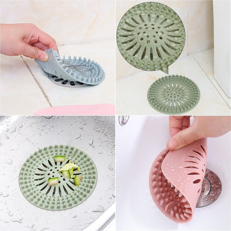 Trifecta Hair Catcher Shower Drain Cover Hair Stopper Drain Protector Reusable Silicone Sink Strainer Hair Catcher Durable Stopper(Set of 3) - Image 4