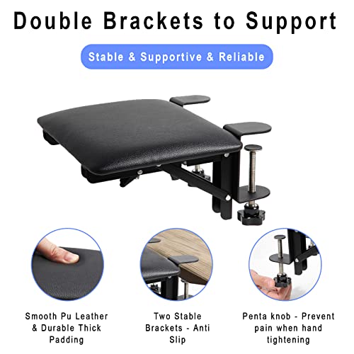 eulps Foldable Desk Extender Tray, Arm Rest for Desk, Ergonomic Forearm Leather Soft Armrest Support, Wrist & Elbow Pad for Home and Office, Easy Typing & Pain Relief - Image 3