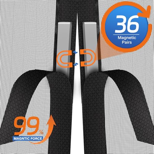 LONGEAS Magnetic Screen Door Upgraded PET Mesh Stronger Than Fiberglass and Polyester,Hands Free,Keeps Bugs Out,Pet & Kid Friendly，Suitable for Home and Screen Size 38" X 84" - Image 3