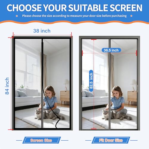 LONGEAS Magnetic Screen Door Upgraded PET Mesh Stronger Than Fiberglass and Polyester,Hands Free,Keeps Bugs Out,Pet & Kid Friendly，Suitable for Home and Screen Size 38" X 84" - Image 2
