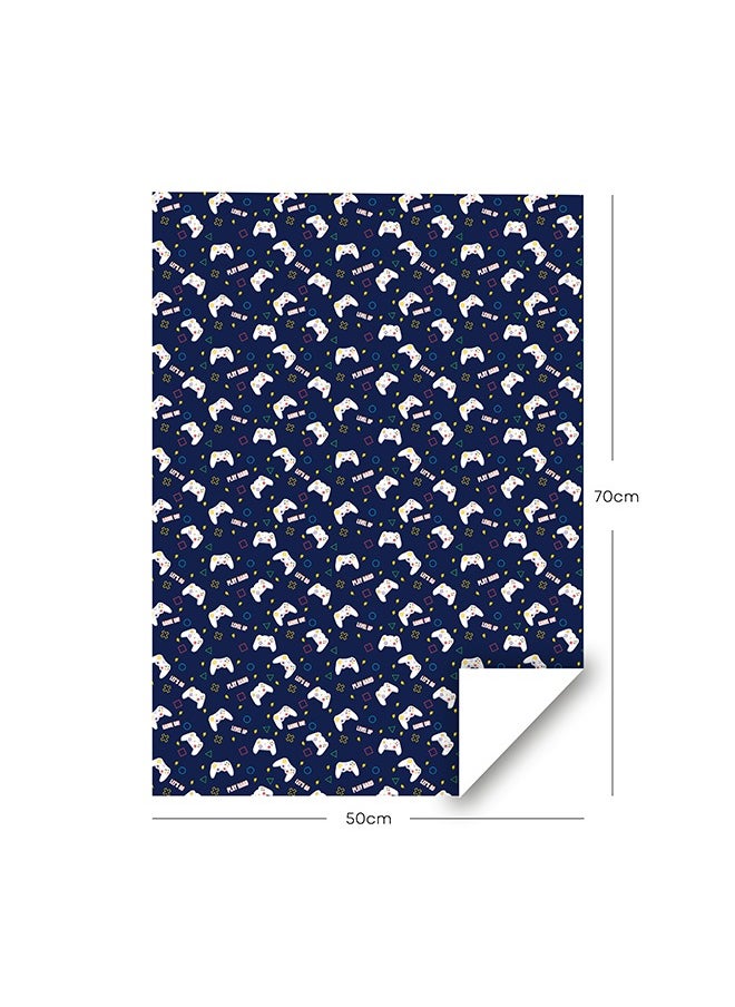 Share the Love Gamer Theme Wrapping Paper Blue (Pack of 4)  - Image 2