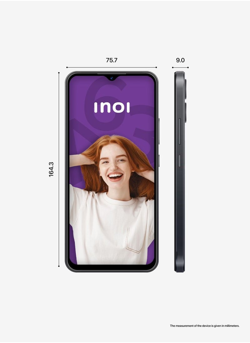 INOI - A63, 4G LTE, Octacore 3GB RAM + 64GB, 6.5” IPS HD+ Display, Dual Camera, Finger Print Sensor, Black, Middle East Version - Image 1