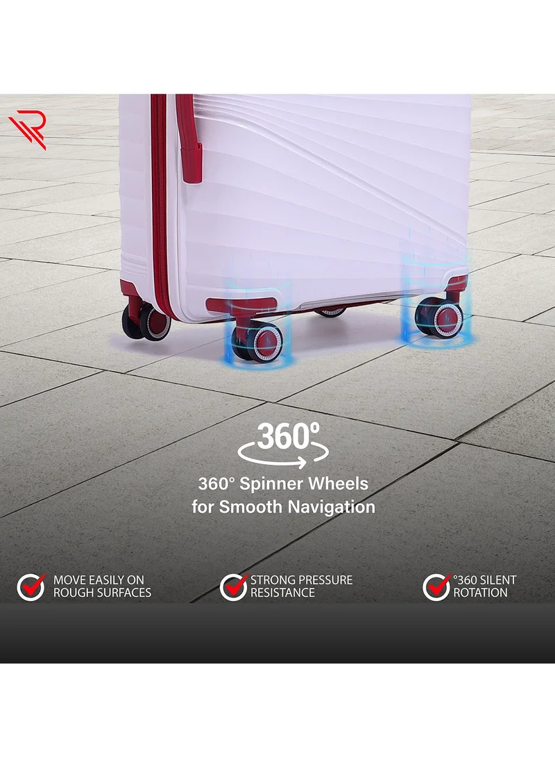 Reflection Reflection PP Luggage, Lightweight Hardshell, Expandable with 4 Spinner Wheels and TSA Lock (28-Inch, White)