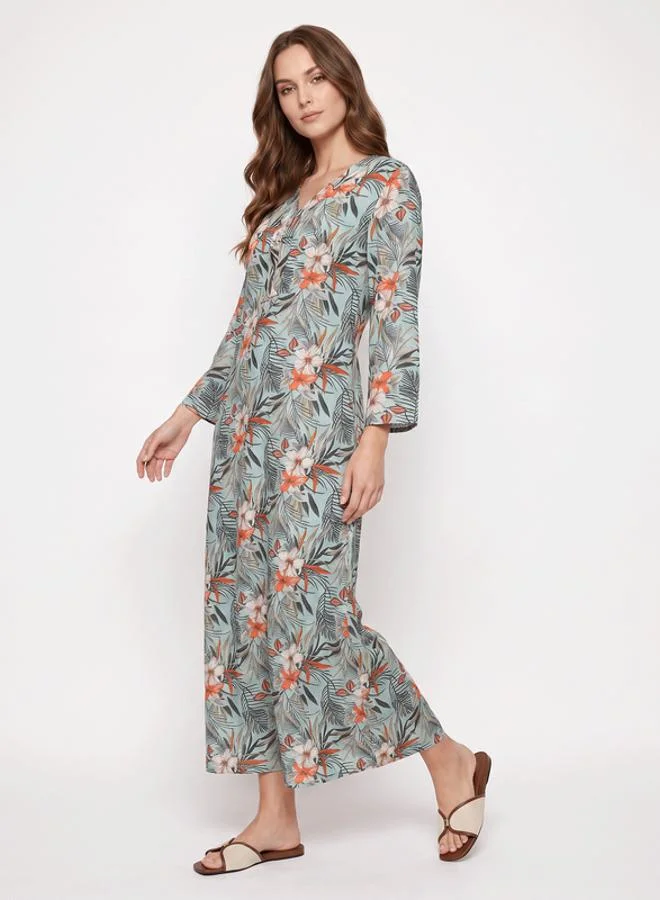 Mish Green Tropical Floral Maxi Nightdress