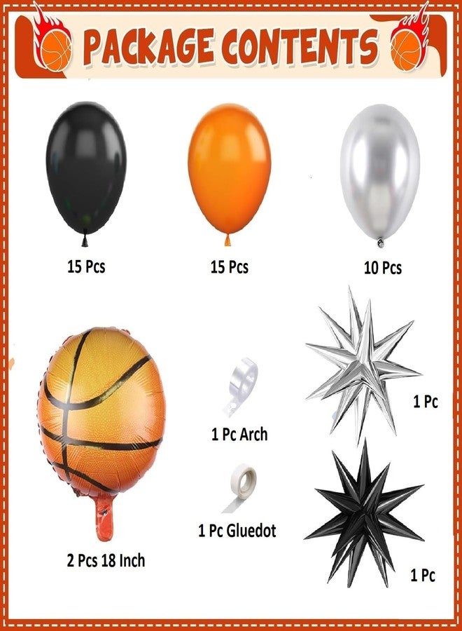 FI - FLICK IN 46 Pcs Basketball Birthday Decoration Items Orange & Black Balloons with Basketball Foil for Game Theme Birthday Party Decorations (Pack of 46) - Image 2