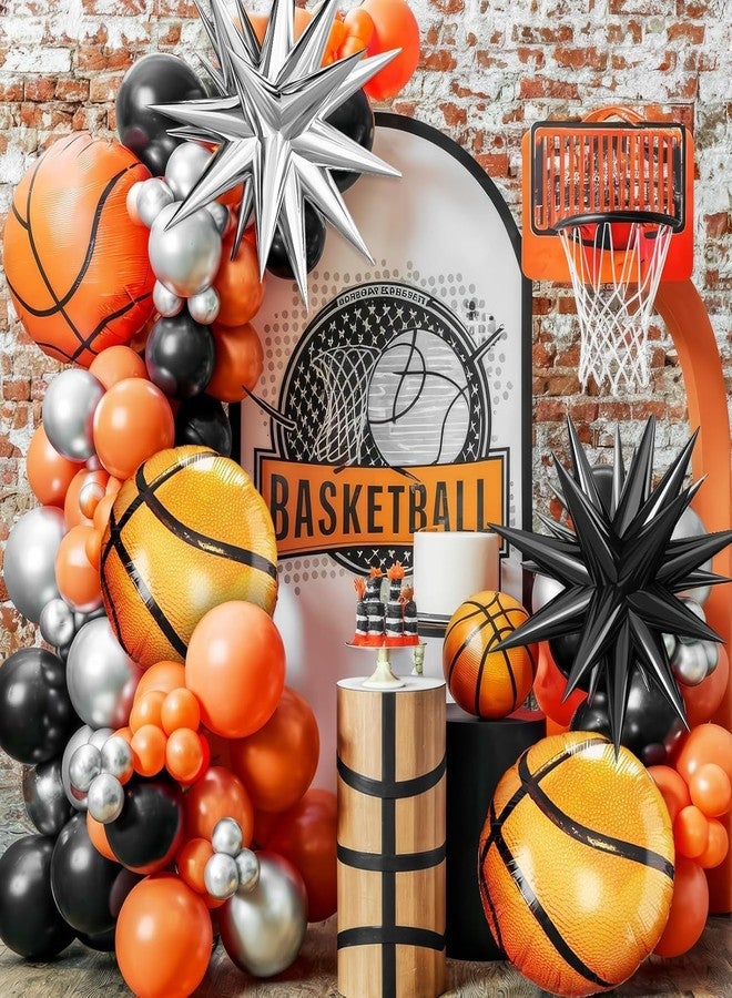 FI - FLICK IN 46 Pcs Basketball Birthday Decoration Items Orange & Black Balloons with Basketball Foil for Game Theme Birthday Party Decorations (Pack of 46) - Image 3