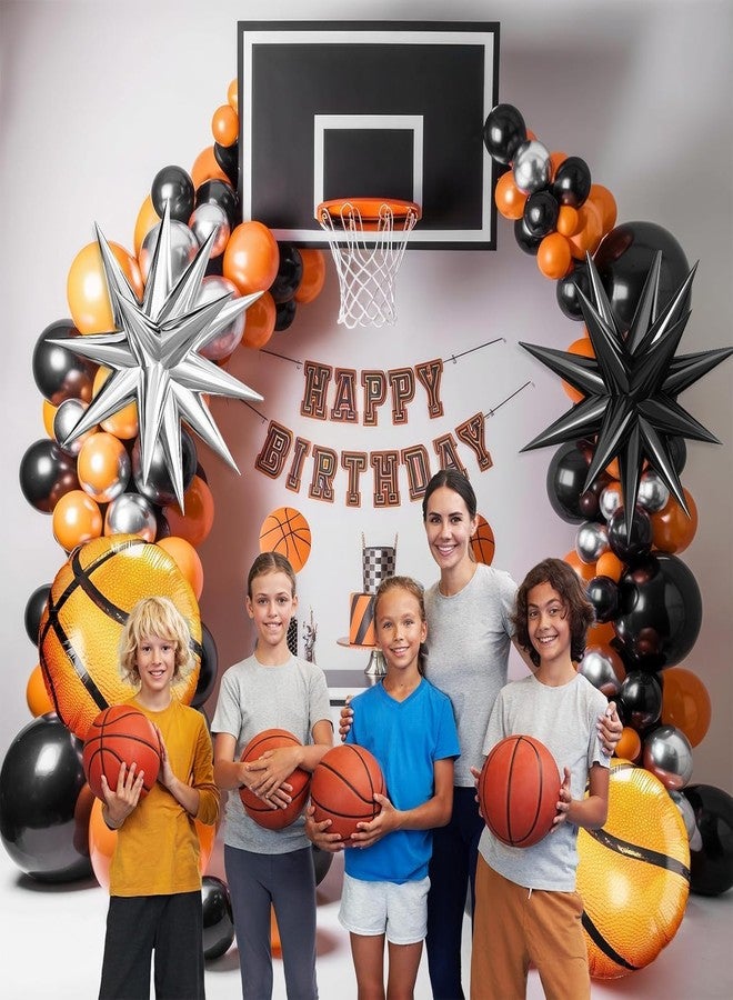 FI - FLICK IN 46 Pcs Basketball Birthday Decoration Items Orange & Black Balloons with Basketball Foil for Game Theme Birthday Party Decorations (Pack of 46) - Image 5