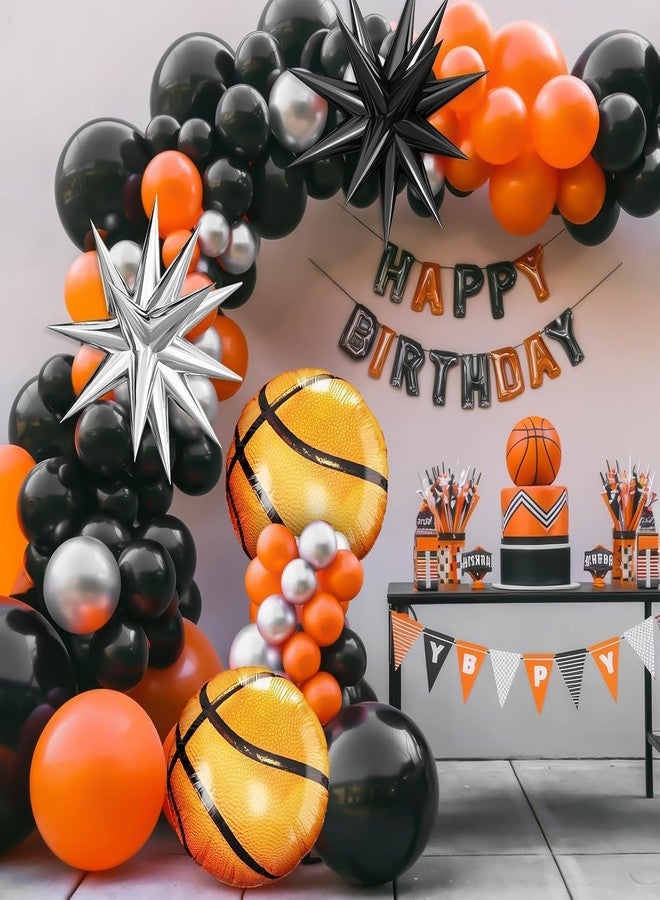 FI - FLICK IN 46 Pcs Basketball Birthday Decoration Items Orange & Black Balloons with Basketball Foil for Game Theme Birthday Party Decorations (Pack of 46) - Image 4