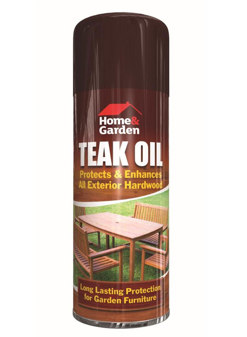 المنزل والحديقة بخاخ زيت الساج من هوم آند جاردن ٤٠٠مل - يحمي ويعزز جميع الأخشاب الصلبة الداخلية والخارجية - حماية طويلة الأمد لأثاث الحدائق والحل المثالي للمشاريع - Image 2