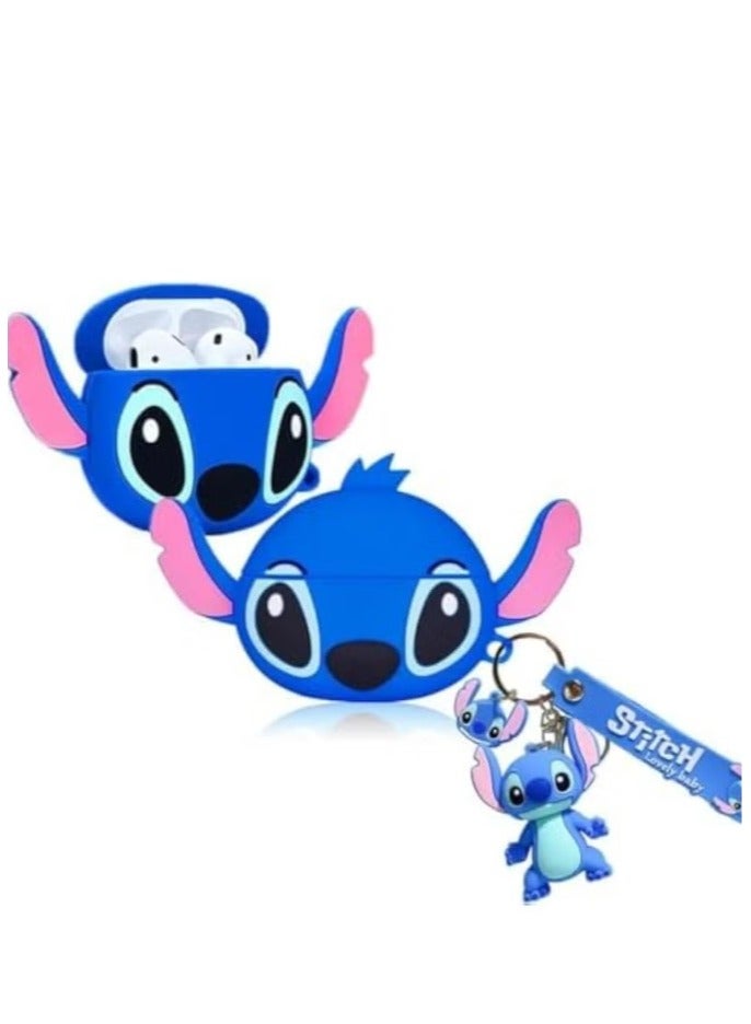 Compatible with Stitch AirPods 4 Case , Protective Silicone Cute Funny Kawaii for Stitch AirPods 4 Case, Kids Teens Boys Girls Cartoon 3D Cover for AirPods 4 Case Stitch with Ring (Big Ear Blue Stitch)  - Image 2