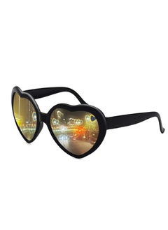 Generic Heart-Shaped Sunglasses, Peach Color Light Diffraction Eyewear, Fun Magnetic Clip-On Glasses, Plastic Frame for Night Driving and Special Effects  - Image 1