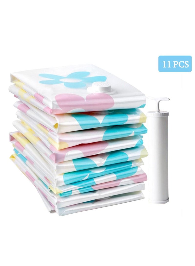 DubaiGallery 11 Pcs Thickened Vacuum Storage Bag Vacuum Compressed Bag with Hand Pump Reusable Blanket Clothes Quilt Storage Bag Organizer - Image 2