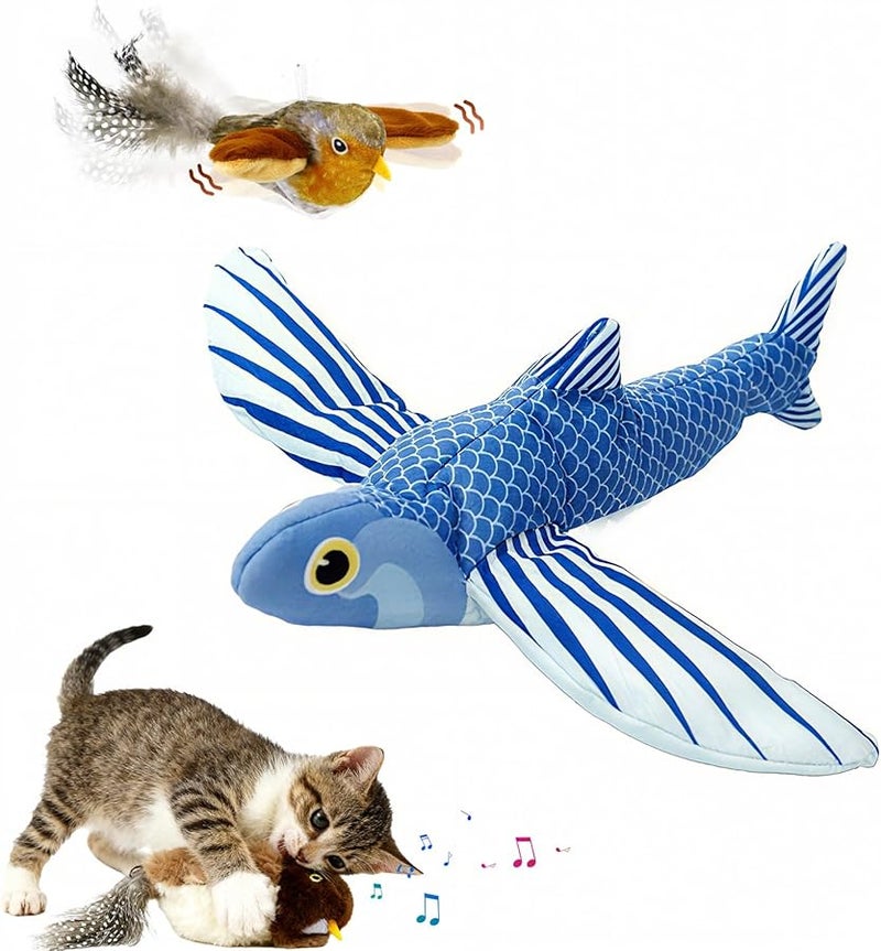 Sea Blue Shaking Fish Cat Toy USB Rechargeable Touch Activated Interactive Pet Exercise - Image 2
