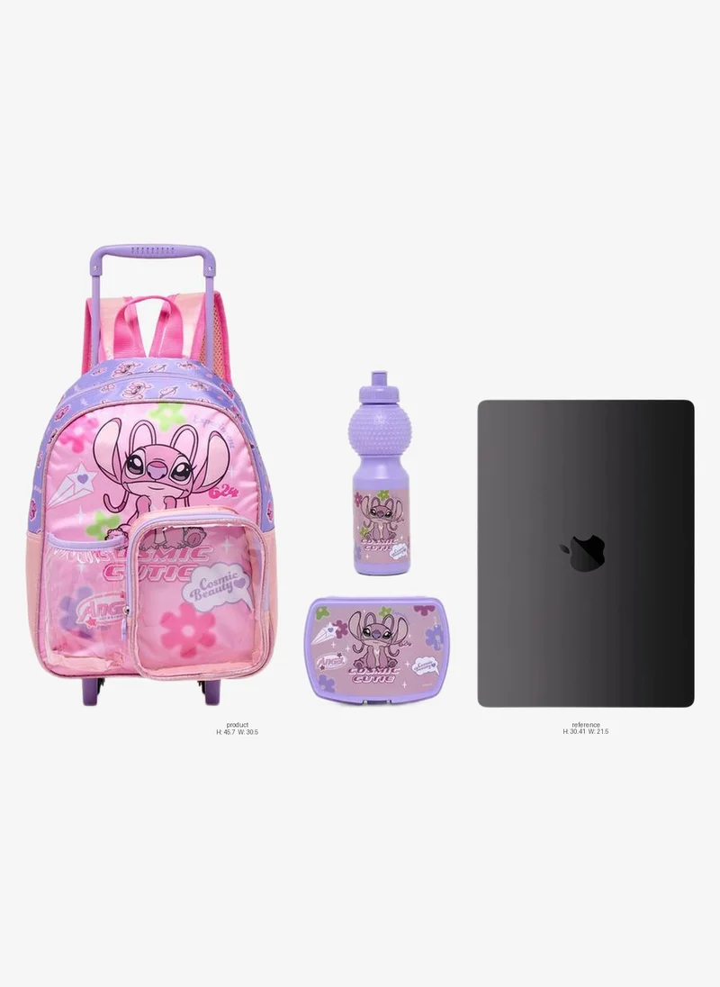 Disney Angel Print 3-Piece Backpack For Kids 13+ Years With Lunch Box And Water Bottle