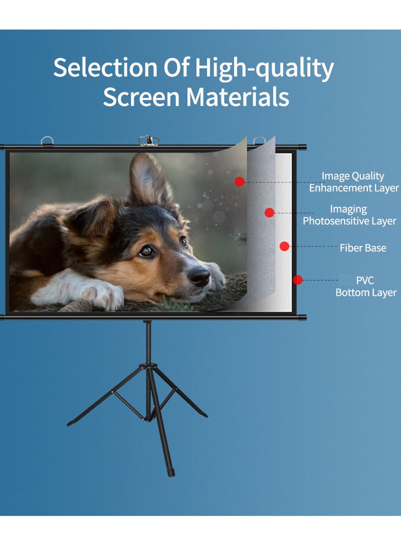 Flash Hawk Projector Cloth 72 Inch With Stand 72 Inch 16:9 Metal Black Stand Curtain - Image 3