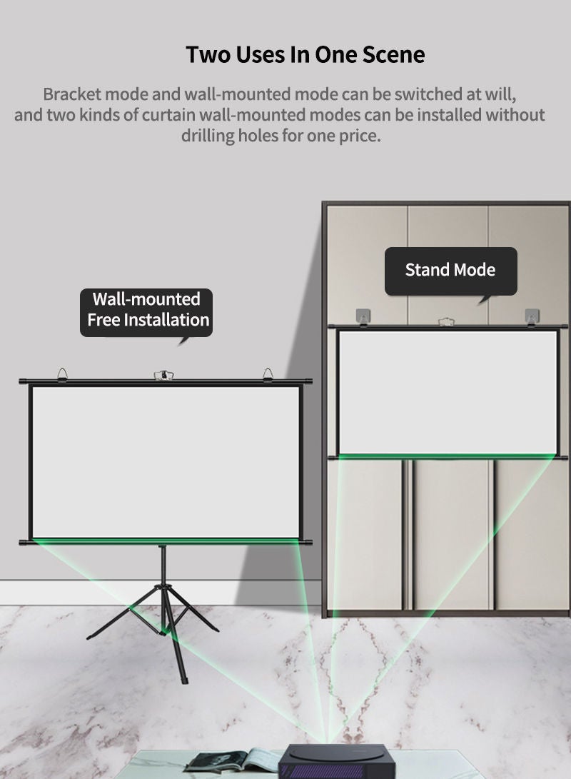 Flash Hawk Projector Cloth 72 Inch With Stand 72 Inch 16:9 Metal Black Stand Curtain - Image 5