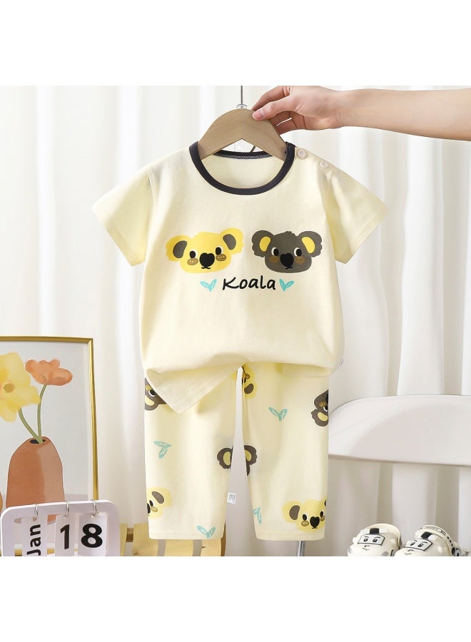 Children's Short-sleeved Suit Summer New Style Pure Cotton Boys' Pajamas Girls' Baby Air-conditioning Clothes Class A Summer Clothes Children's Clothing