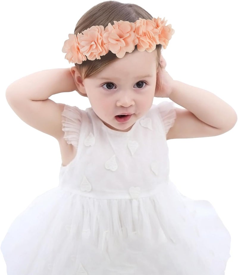 Fmeida Baby Girls Headbands for 4-24M | Soft Flower Crown (Fits 14.96"-18.89" Head) - Image 1