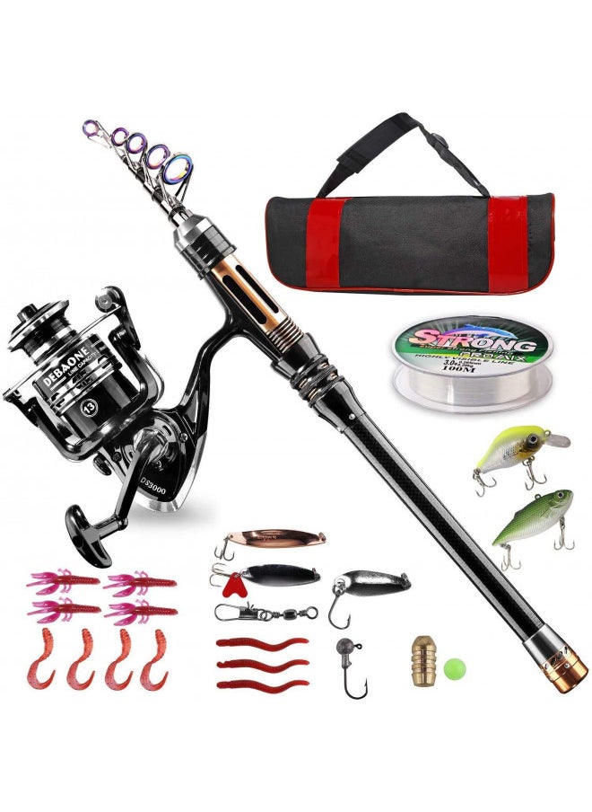 BlueFire Fishing Rod Kit, Carbon Fiber Telescopic Fishing Pole and Reel Combo with Spinning Reel, Line, Lure, Hooks and Carrier Bag, Fishing Gear Set for Beginner Adults Saltwater Freshwater(2.1M) - pzsku/ZE20CC401B0123E396E46Z/45/_/1732282873/b3f0b32f-bbe5-445a-aae3-48ddf4203c6e