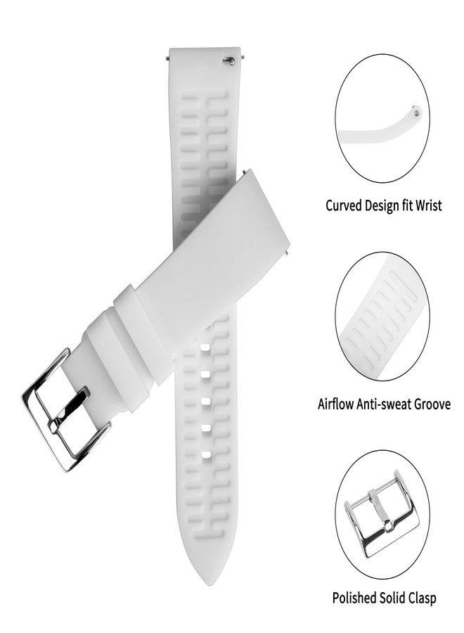 TStrap Silicone Watch Strap 22mm - White Quick Release Watch Band for Mens Womens - Military Waterproof Smart Watches Bracelet Replacement with Clasp Ladies - 18mm 19mm 20mm 21mm 22mm 24mm - Image 4