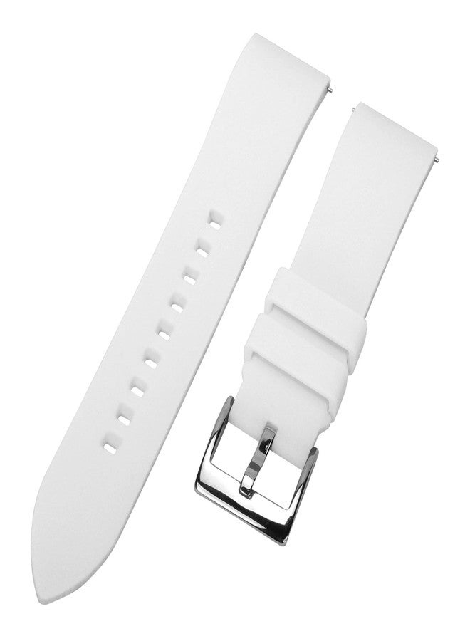 TStrap Silicone Watch Strap 22mm - White Quick Release Watch Band for Mens Womens - Military Waterproof Smart Watches Bracelet Replacement with Clasp Ladies - 18mm 19mm 20mm 21mm 22mm 24mm - Image 2