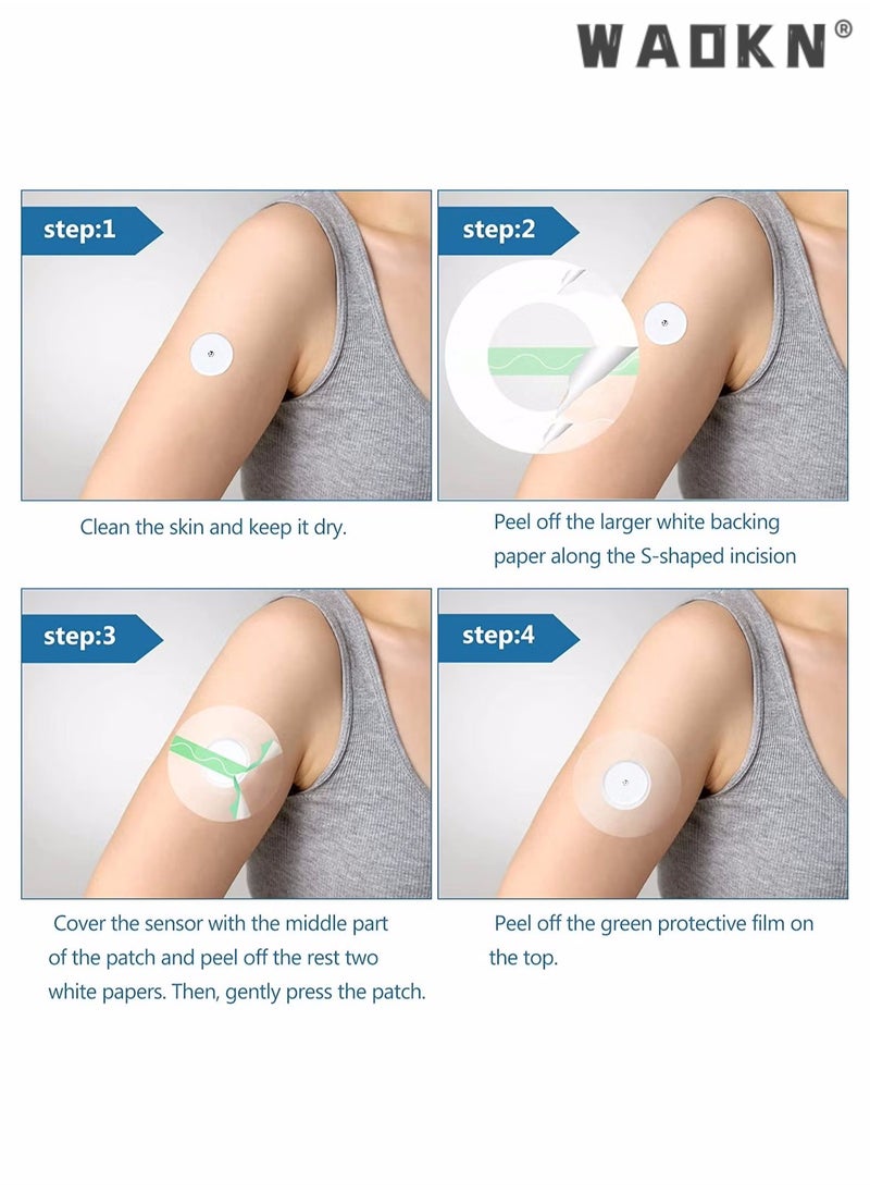 WAOKN - 20 Pieces Waterproof Sensor Covers for Freestyle Libre1/2/3 Sweatproof CGM Sensors Adhesive Patches, Adhesive Waterproof Patches Transparent Breathable Sensor Fixing Stickers Anti-Drop Sports Patches - Image 1